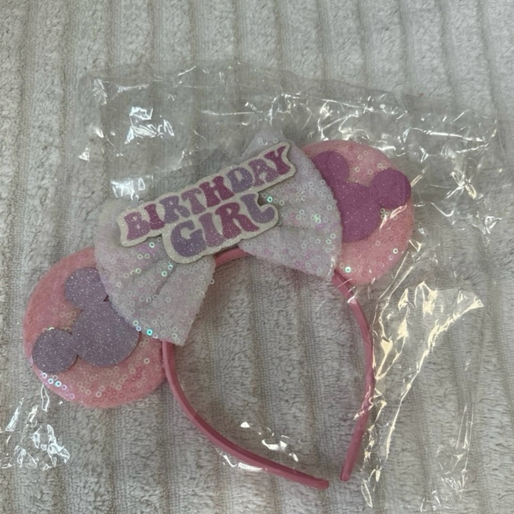 Disney Birthday Ears pink Sequin Headband